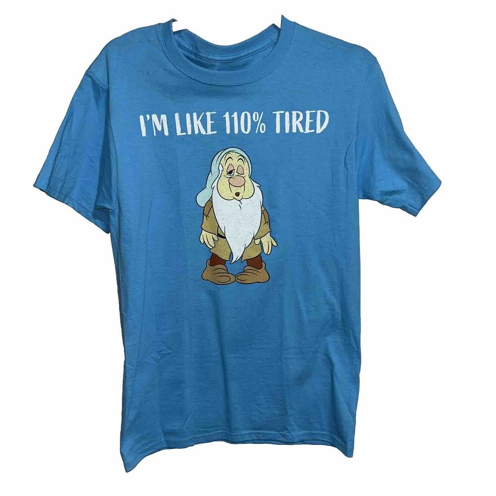 Disney Parks Sleepy 110% Tired Snow White 7 Dwarfs T-shirt Adult Small NWT